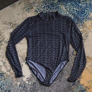 Fila Black and Gray Patterned Bodysuit